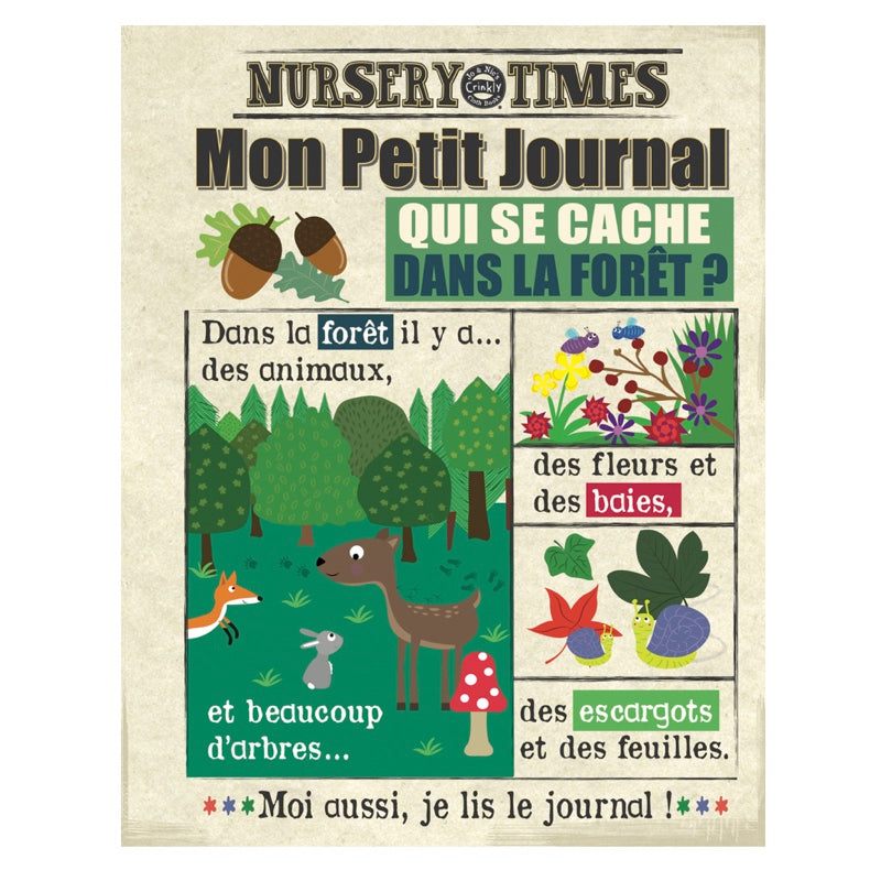 Mon petit journal Qui se cache dans la forêt, livre bébé en tissu crépitant Bayard Jeunesse