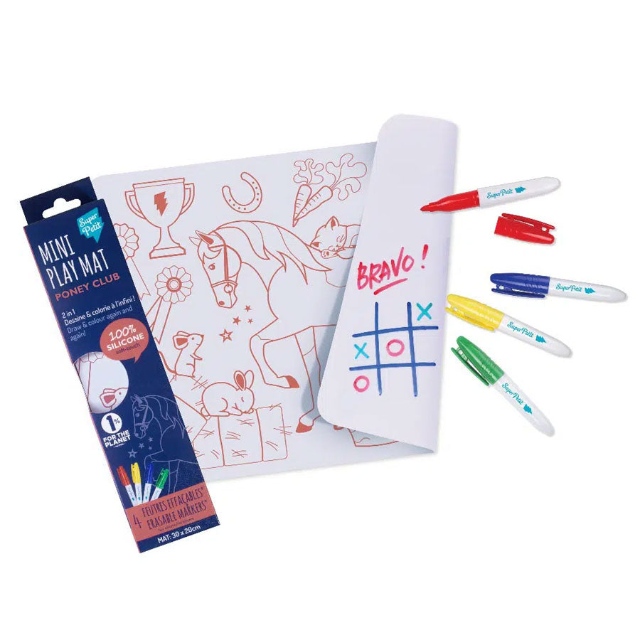 Mini set de coloriage réversible Poney Club Super Petit avec 4 feutres effaçables