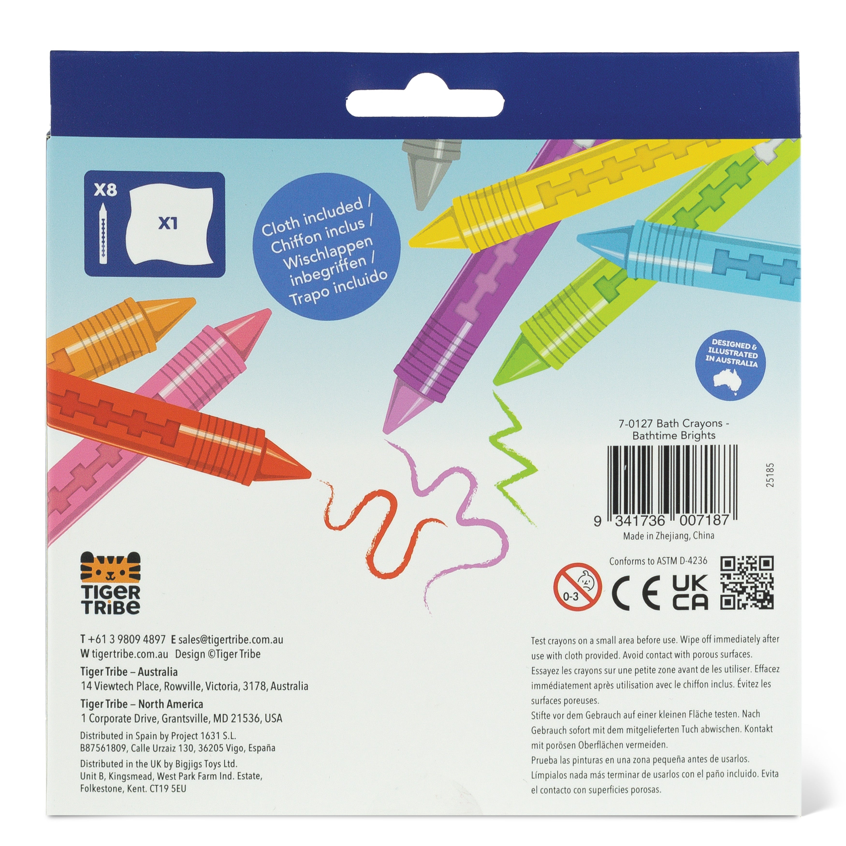 Crayons de bain set de 8 Tiger Tribe