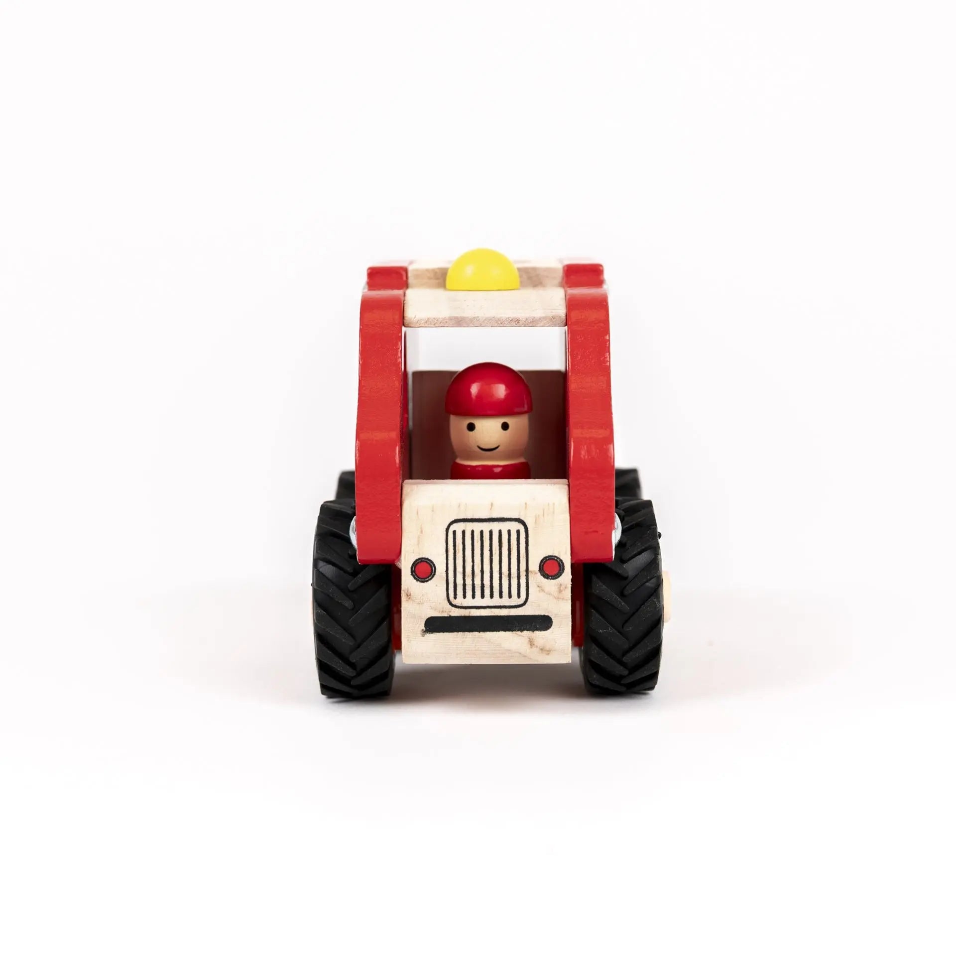 Camion de pompiers en bois vu de dessus