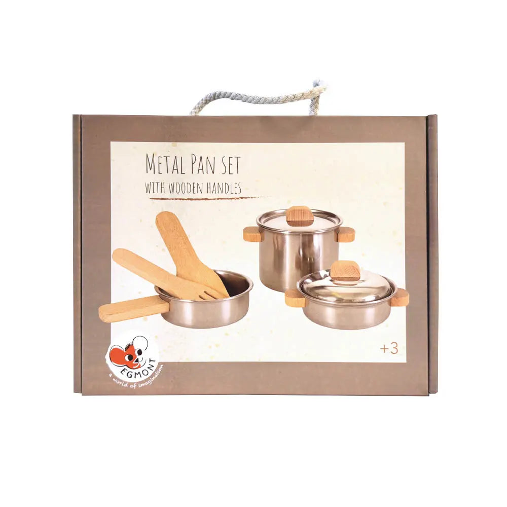 Coffret de casseroles en inox à manches en bois