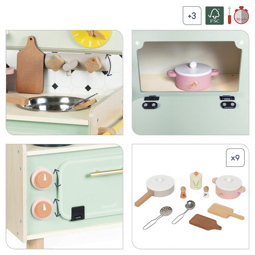 Détail du four et des boutons sonores de la cuisine Mamie Soleil Janod