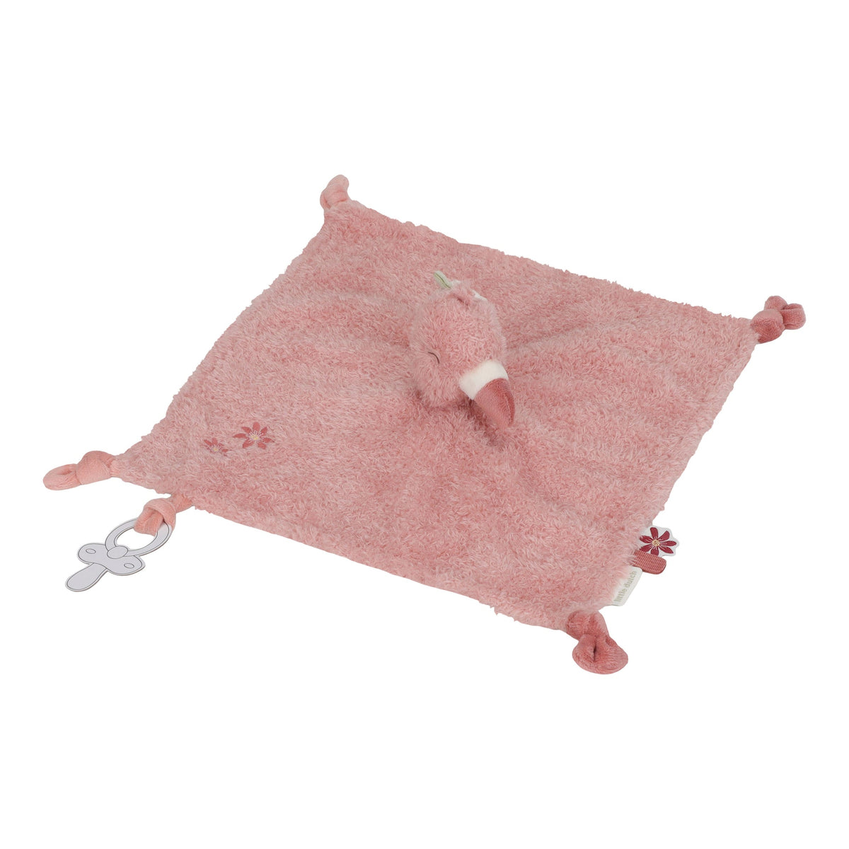 Détail des étiquettes du doudou Flamant rose Little Dutch