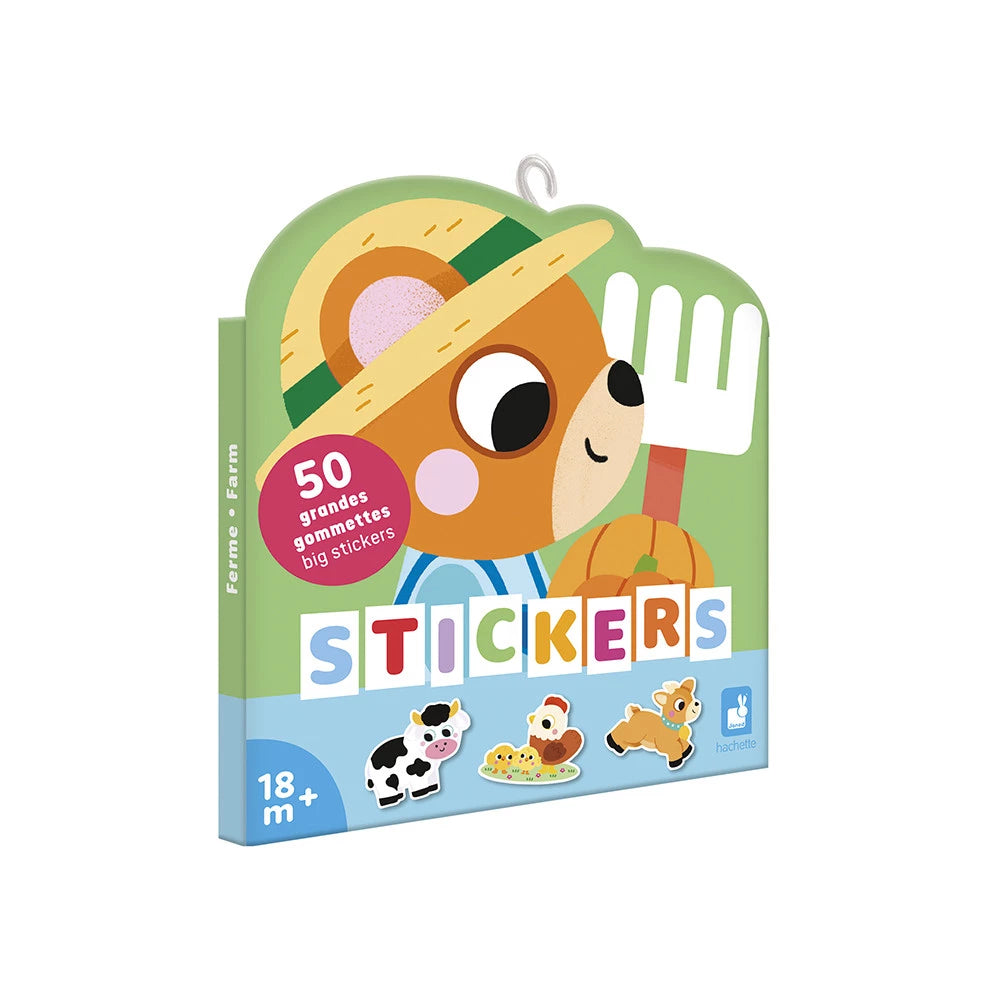 Pochette de 50 grandes gommettes animaux de la ferme Janod