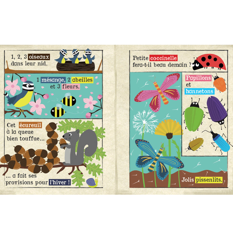 Journal en tissu forêt pour bébé, une illustrée de glands et feuilles de chêne