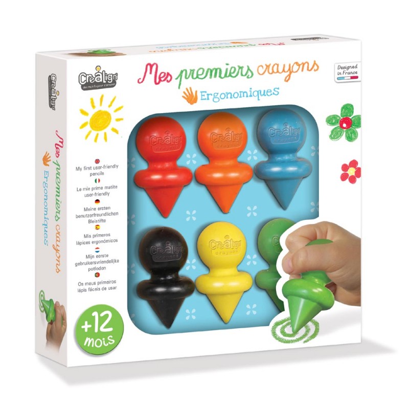Mes premiers crayons de cire Créalign, coffret de 6 crayons ergonomiques