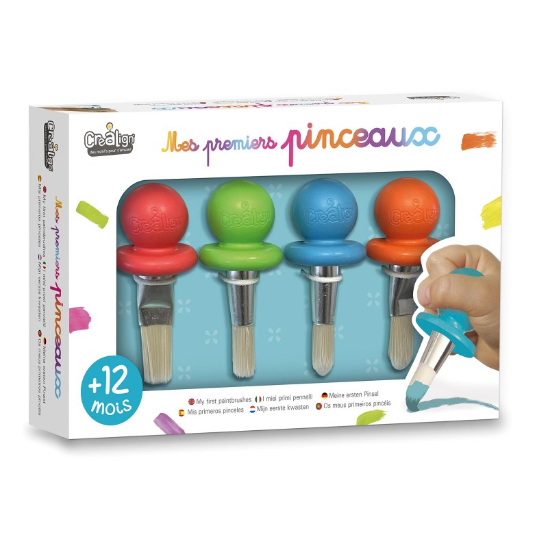 Mes premiers pinceaux Créalign, coffret de 4 pinceaux ergonomiques pour tout-petits