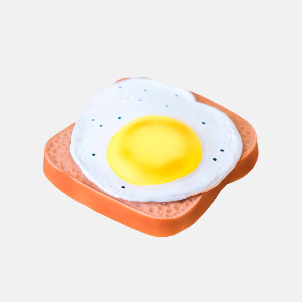 Anneau de dentition tartine à l'œuf au plat Lolaletost en caoutchouc naturel