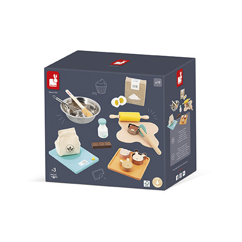 Ingrédients en bois du coffret pâtisserie Janod