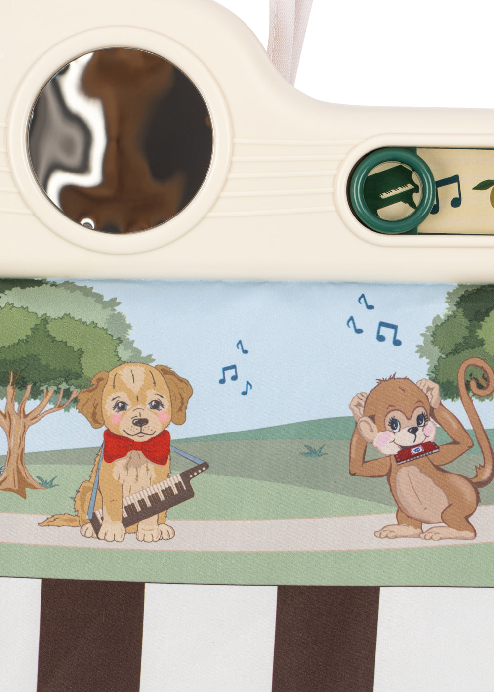 Touches colorées et motifs animaliers du tapis musical Melody Konges Sløjd