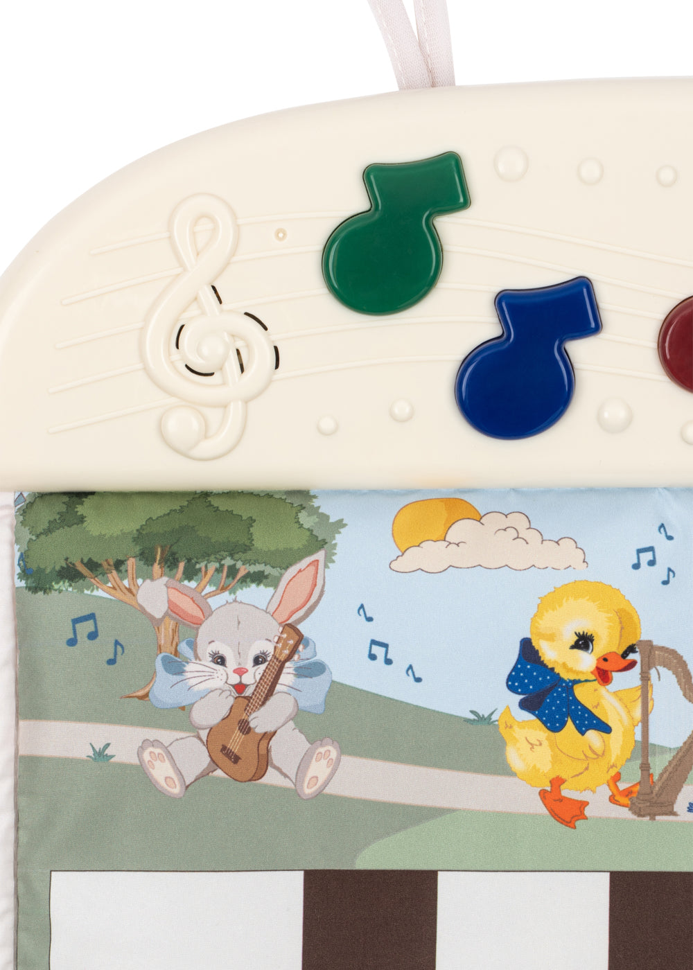 Sangles de fixation au lit bébé du tapis d'éveil musical Melody