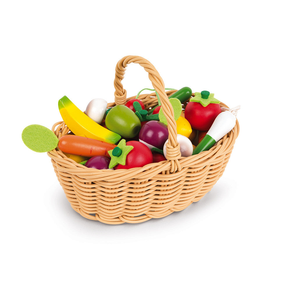 Panier de 24 fruits et légumes en bois Janod