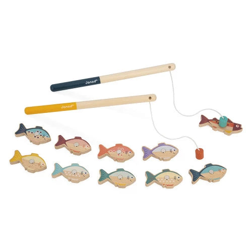 Jeu de pêche à la ligne magnétique en bois Janod pour enfant dès 2 ans
