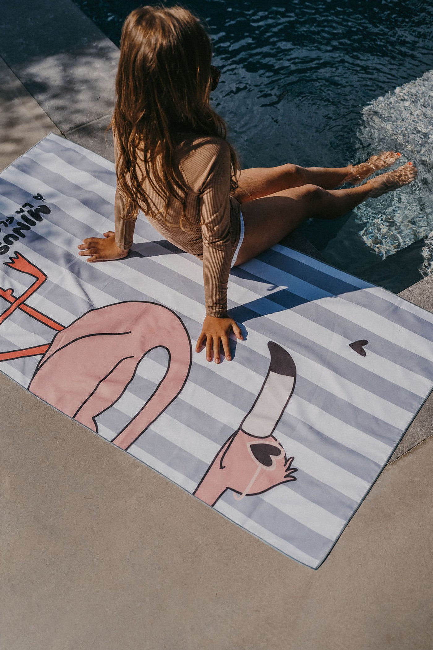 Serviette de plage enfant Minus Flamant