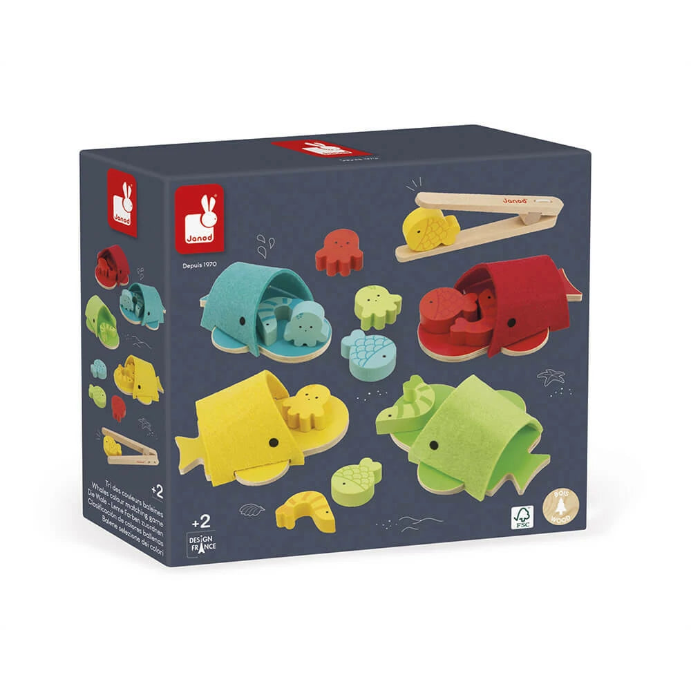 Boite du jeu tri des couleurs Baleines Janod