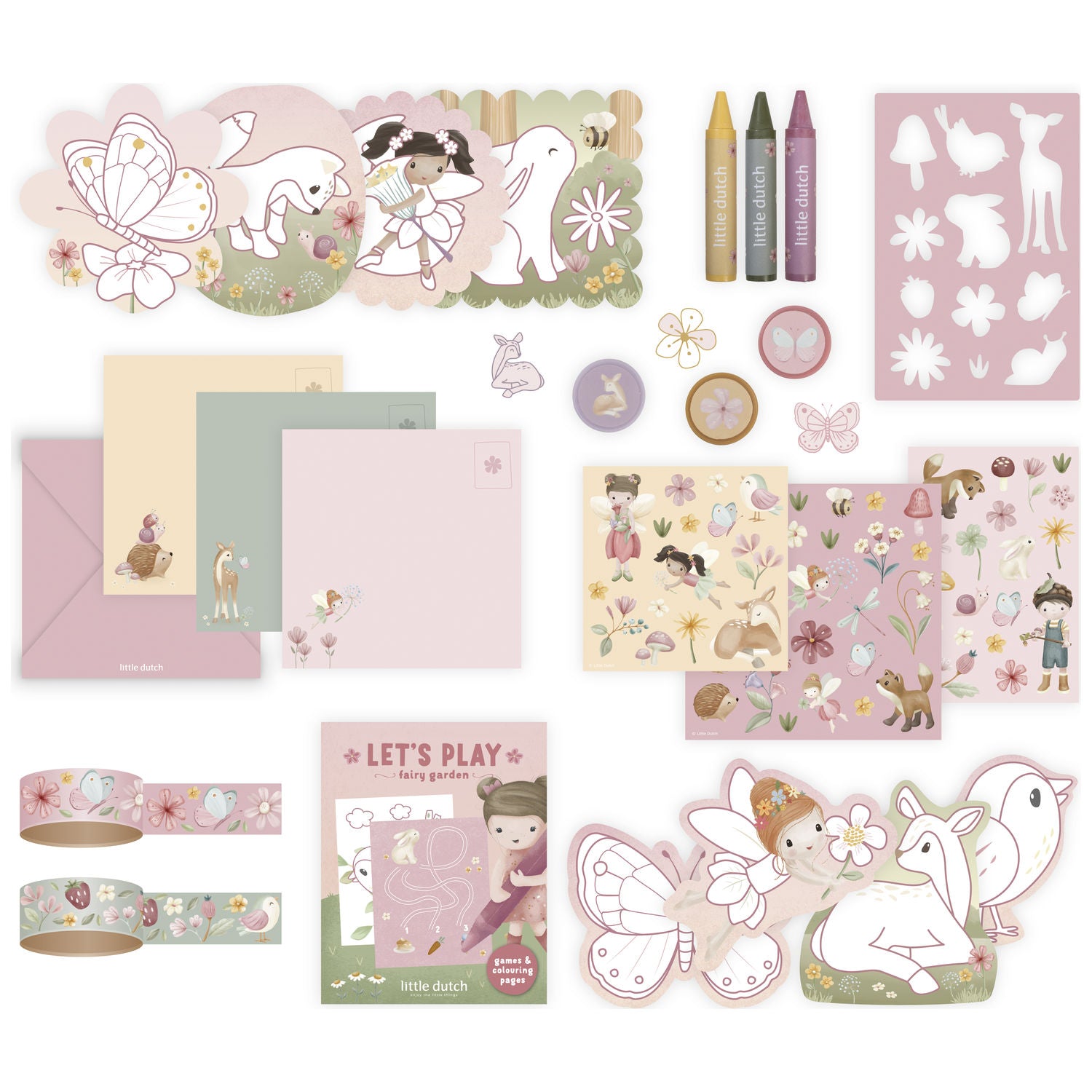 Coloriages et stickers de la valisette Rosa Fairy Garden Little Dutch